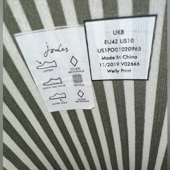 Women's Joules Size 10 Green Welly Floral Print Rain Boots - Picture 9 of 12